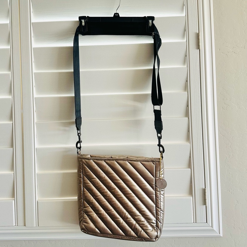 THINK ROYLN Quilted Gold Metallic Crossbody Bag NWT
